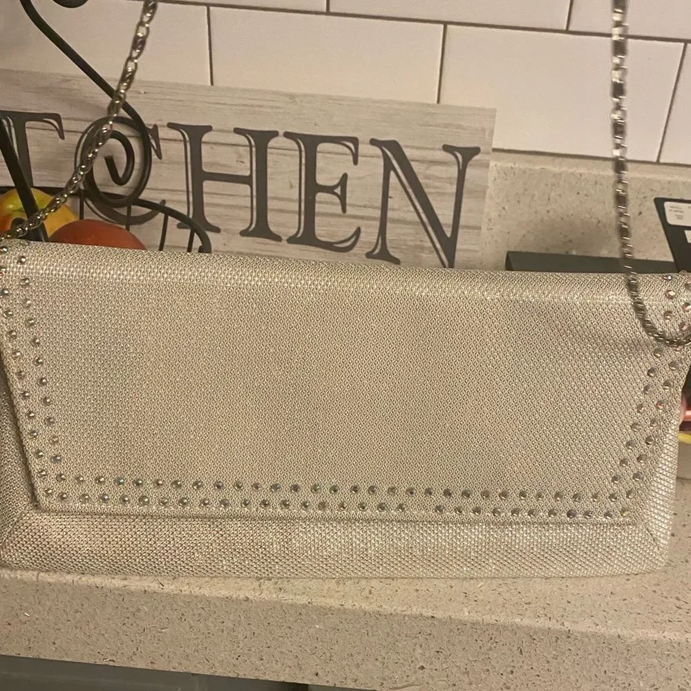 Women’s dressy evening bag/purse, neutral and matches anything!